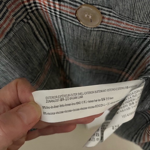 Medium Bershka double breasted checkered oversized linen blend blazer - Picture 4 of 5